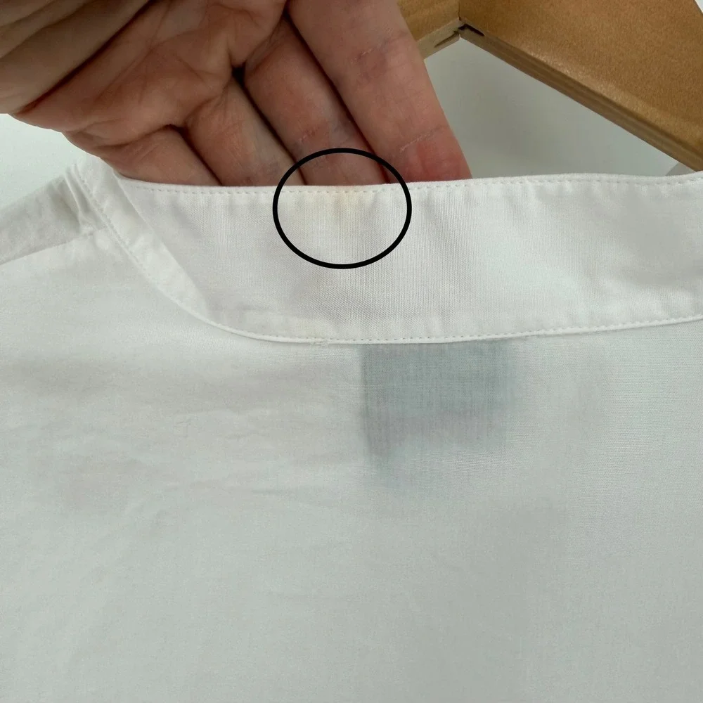 G. Label by Goop White Puff Sleeve V-Neck Cotton Blouse Italy Women Size 2 - Picture 3 of 6